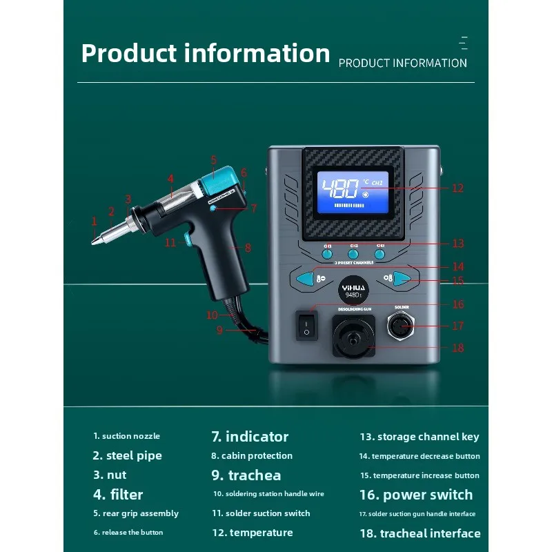 高出力電動はんだ吸い取り装置、鉛フリー真空ポンプ、自動はんだ - Desoldering Gun Vacuum Electric のレビューと価格